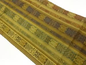 縞に幾何学模様織出し名古屋帯